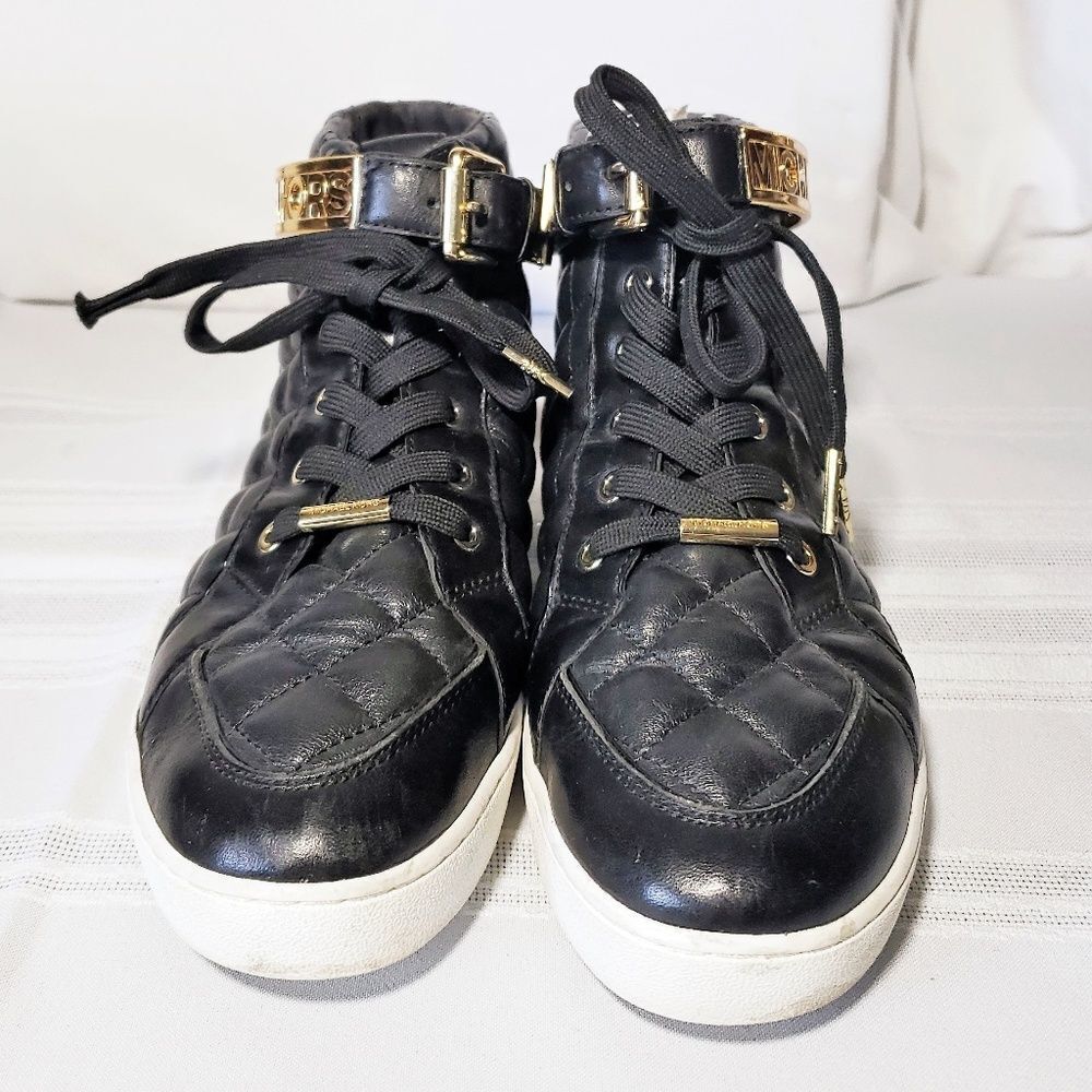Michael Kors Black & Gold Leather Uppers - Picture 2 of 6